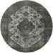 Round Mid-Century Modern Taupe Brown Oriental Rug, urb552