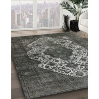 Mid-Century Modern Taupe Brown Oriental Rug, urb552