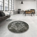 Round Machine Washable Industrial Modern Taupe Brown Rug in a Office, wshurb552