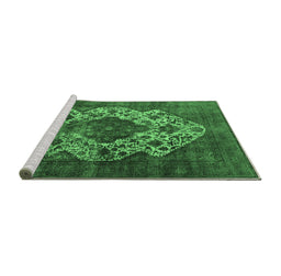 Sideview of Machine Washable Oriental Emerald Green Industrial Area Rugs, wshurb552emgrn