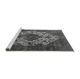Sideview of Machine Washable Oriental Gray Industrial Rug, wshurb552gry