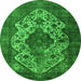 Round Oriental Green Industrial Rug, urb552grn