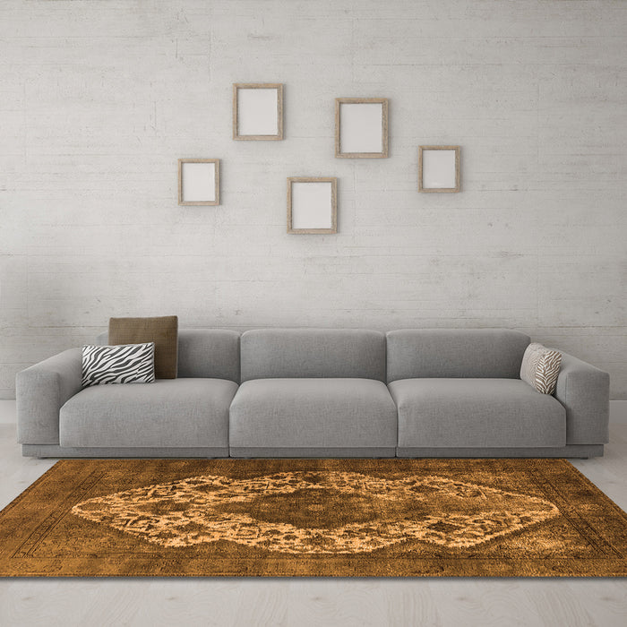 Machine Washable Oriental Orange Industrial Area Rugs in a Living Room, wshurb552org