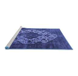 Sideview of Machine Washable Oriental Blue Industrial Rug, wshurb552blu