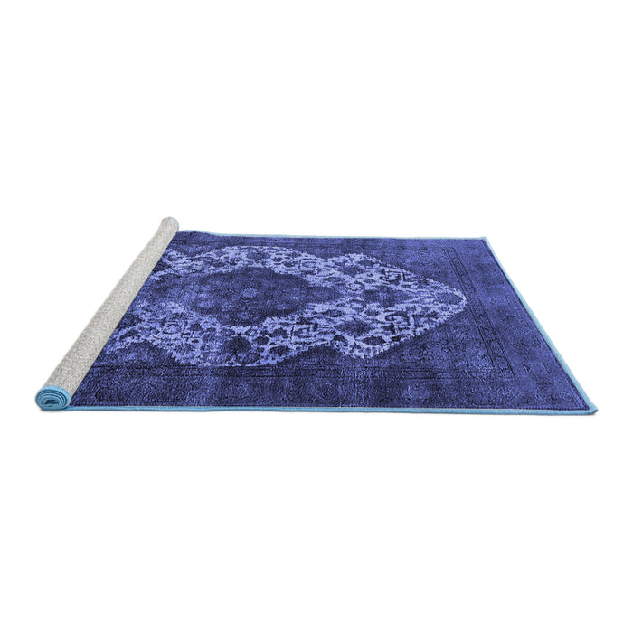 Sideview of Machine Washable Oriental Blue Industrial Rug, wshurb552blu