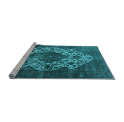 Sideview of Machine Washable Oriental Light Blue Industrial Rug, wshurb552lblu