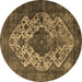 Round Oriental Brown Industrial Rug, urb552brn