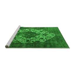 Sideview of Machine Washable Oriental Green Industrial Area Rugs, wshurb552grn