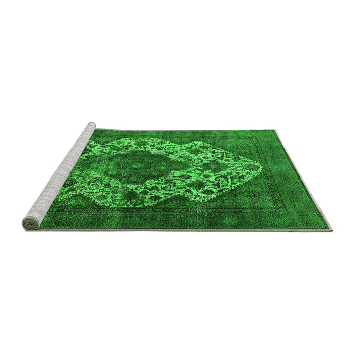 Sideview of Machine Washable Oriental Green Industrial Area Rugs, wshurb552grn