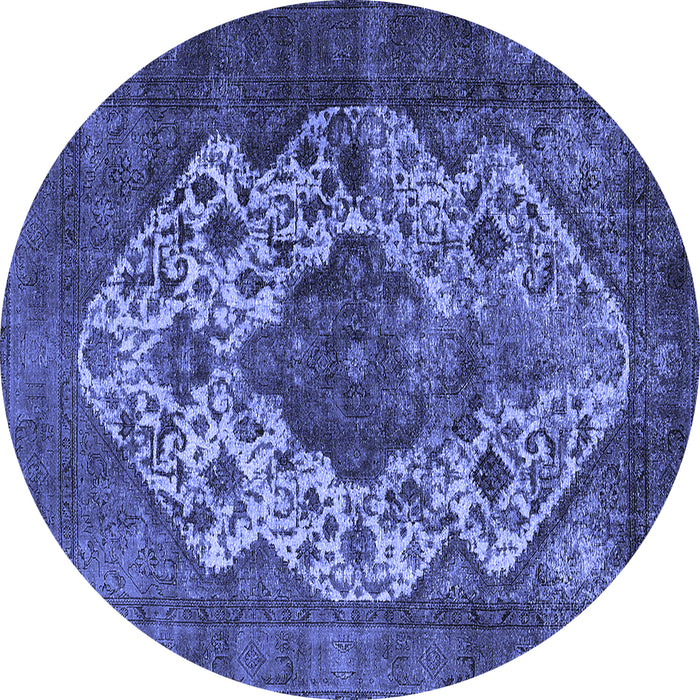 Round Oriental Blue Industrial Rug, urb552blu
