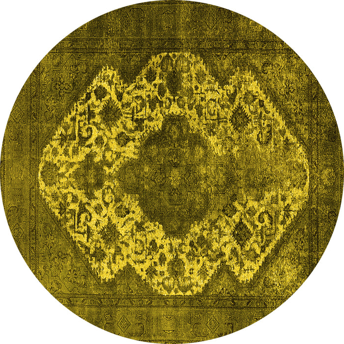 Round Oriental Yellow Industrial Rug, urb552yw