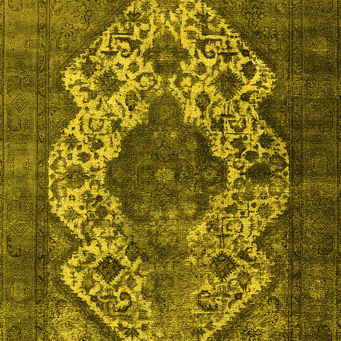 Machine Washable Oriental Yellow Industrial Rug, wshurb552yw