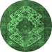 Round Oriental Emerald Green Industrial Rug, urb552emgrn