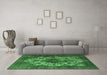 Machine Washable Oriental Emerald Green Industrial Area Rugs in a Living Room,, wshurb552emgrn