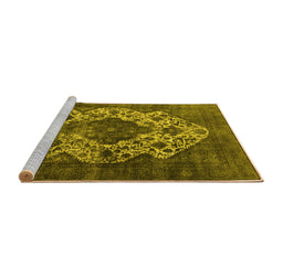 Sideview of Machine Washable Oriental Yellow Industrial Rug, wshurb552yw