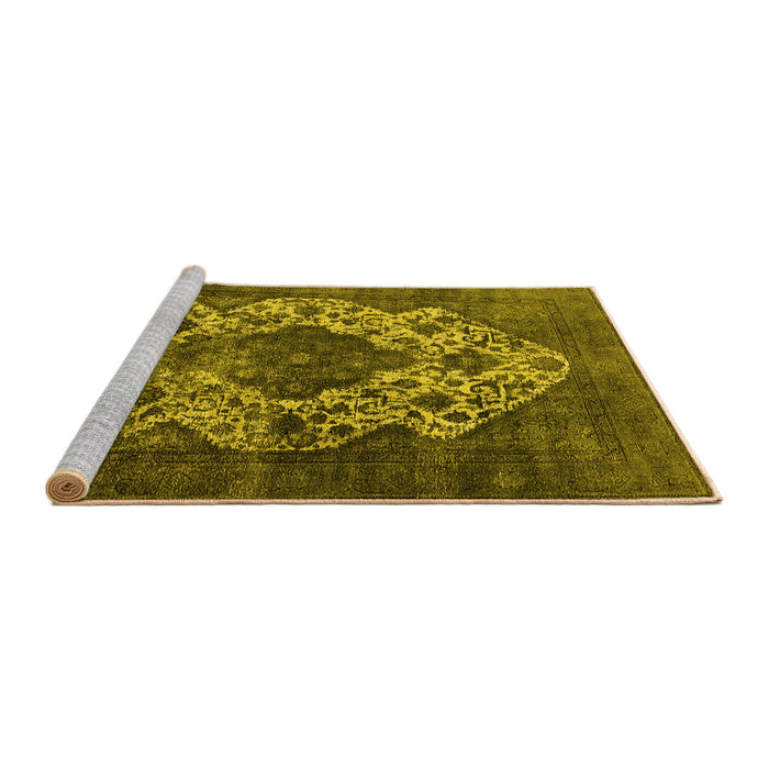 Sideview of Machine Washable Oriental Yellow Industrial Rug, wshurb552yw