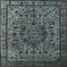 Square Mid-Century Modern Light Slate Gray Oriental Rug, urb553