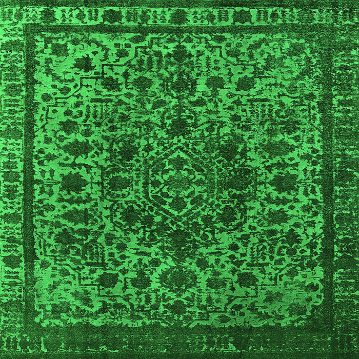 Square Oriental Green Industrial Rug, urb553grn
