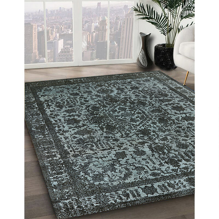 Machine Washable Industrial Modern Light Slate Gray Rug in a Family Room, wshurb553