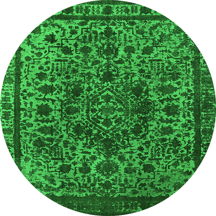 Round Oriental Green Industrial Rug, urb553grn