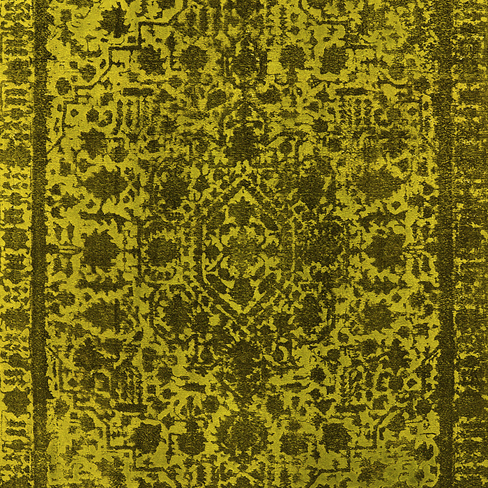 Machine Washable Oriental Yellow Industrial Rug, wshurb553yw
