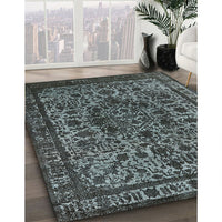 Mid-Century Modern Light Slate Gray Oriental Rug, urb553