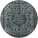 Round Mid-Century Modern Light Slate Gray Oriental Rug, urb553