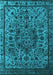 Machine Washable Oriental Light Blue Industrial Rug, wshurb553lblu