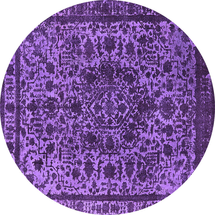 Round Oriental Purple Industrial Rug, urb553pur