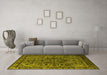 Machine Washable Oriental Yellow Industrial Rug in a Living Room, wshurb553yw