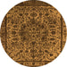 Round Machine Washable Oriental Orange Industrial Area Rugs, wshurb553org