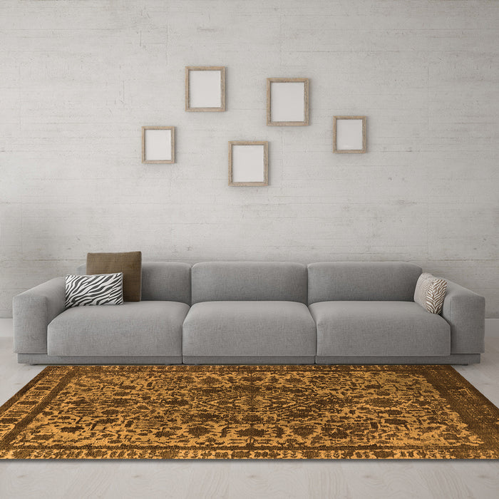 Machine Washable Oriental Orange Industrial Area Rugs in a Living Room, wshurb553org