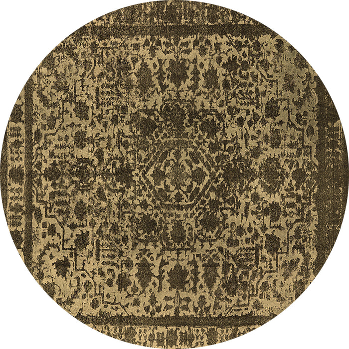 Round Oriental Brown Industrial Rug, urb553brn