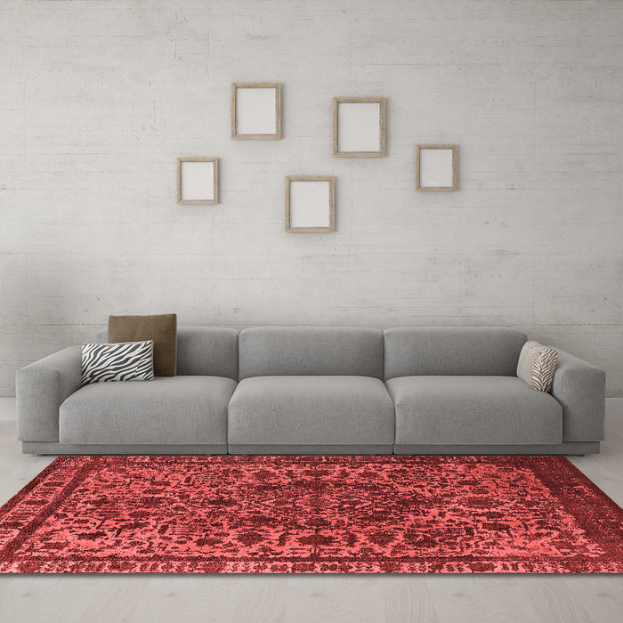 Industrial Red Washable Rugs