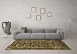 Machine Washable Oriental Brown Industrial Rug in a Living Room,, wshurb553brn