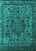 Machine Washable Oriental Turquoise Industrial Area Rugs, wshurb553turq