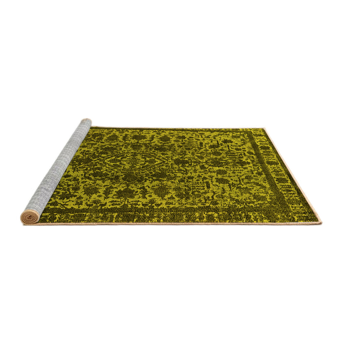 Sideview of Machine Washable Oriental Yellow Industrial Rug, wshurb553yw