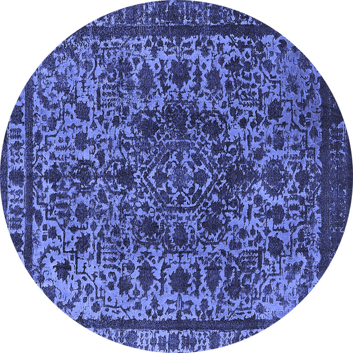 Round Oriental Blue Industrial Rug, urb553blu