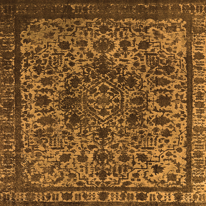 Square Machine Washable Oriental Orange Industrial Area Rugs, wshurb553org