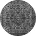 Round Machine Washable Oriental Gray Industrial Rug, wshurb553gry