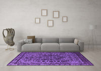 Machine Washable Oriental Purple Industrial Rug, wshurb553pur