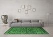 Machine Washable Oriental Emerald Green Industrial Area Rugs in a Living Room,, wshurb553emgrn