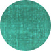 Round Oriental Turquoise Industrial Rug, urb554turq