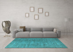 Machine Washable Oriental Light Blue Industrial Rug in a Living Room, wshurb554lblu