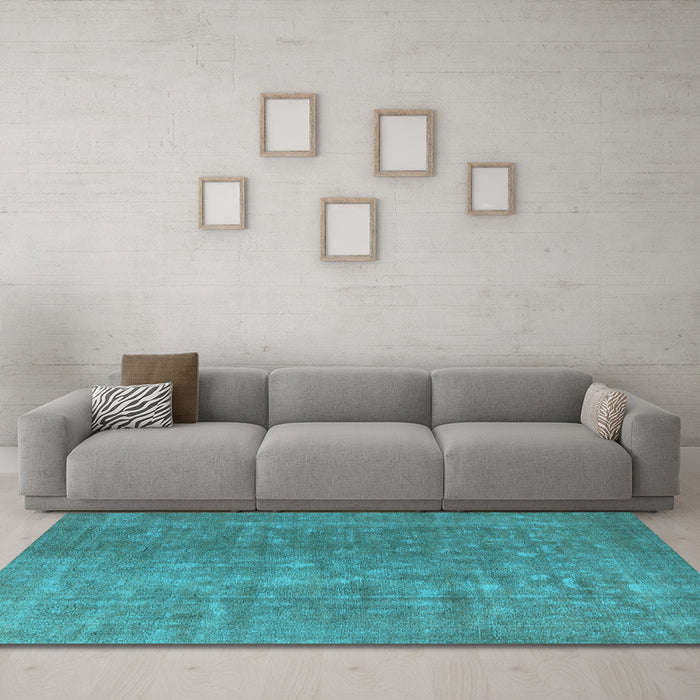 Machine Washable Oriental Light Blue Industrial Rug in a Living Room, wshurb554lblu