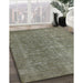 Machine Washable Industrial Modern Dark Moccasin Green Rug in a Family Room, wshurb554