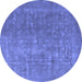 Round Oriental Blue Industrial Rug, urb554blu