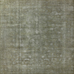 Square Mid-Century Modern Dark Green Oriental Rug, urb554