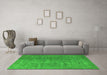 Machine Washable Oriental Green Industrial Area Rugs in a Living Room,, wshurb554grn