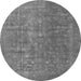 Round Machine Washable Oriental Gray Industrial Rug, wshurb554gry